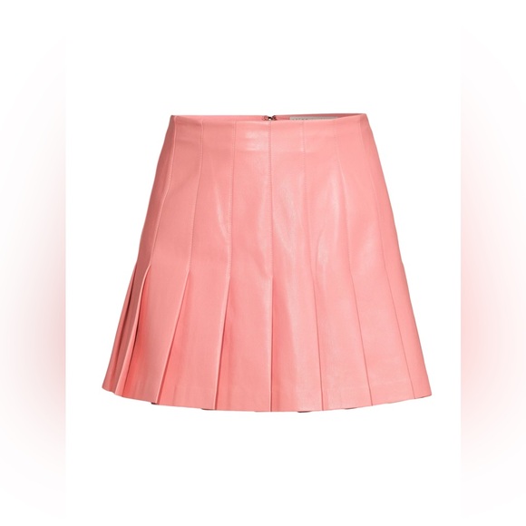 NWOT Alice + Olivia Carter Vegan Leather Mini Skirt in Color Rose Size 0 - Picture 3 of 8
